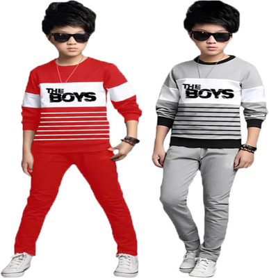 DRUZZEE Boys Casual Sweatshirt Pant(Red-Grey)