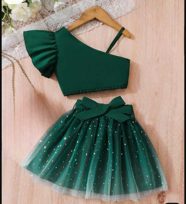 EKAAA Baby Girls Party(Festive) Top Skirt(GREEN)
