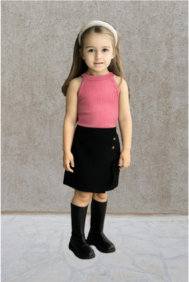 Riyanshi Collect Girls Casual Top Shorts(Pink, Black)