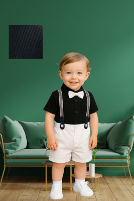 Jhrey creation Boys Party(Festive) Shirt Shorts(BLACK)