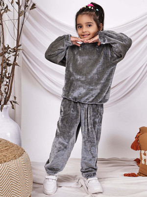 NEUDIS Girls Casual Top Trouser(Grey)