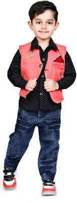Ag plus be fashion ready Baby Boys & Baby Girls Party(Festive) Jacket Jeans(Pink, Blue)