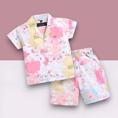StyleDust Baby Boys & Baby Girls Casual Shirt Shorts(HONGKONG_PINK)