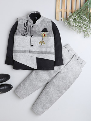 Fourfolds Boys Party(Festive) Waistcoat Trouser(Black)