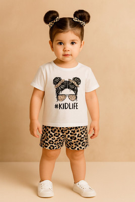 JENNY GARMENT Baby Boys & Baby Girls Party(Festive) T-shirt Shorts(WHITE)