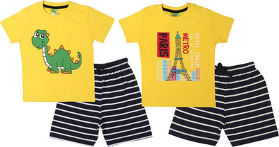 ShaishavWears Baby Boys Casual T-shirt Shorts(Yellow - YellowC)