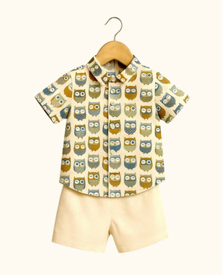 THE VIBES BOOK Baby Boys & Baby Girls Party(Festive) Shirt Shorts(Multicolor)