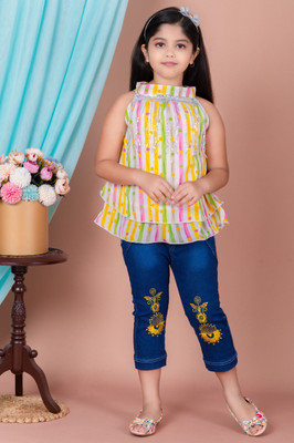 AFTAB DRESSES Girls Party(Festive) Top Pant(YELLOW)