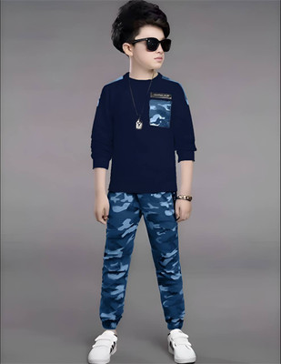 shree chamunda fashion Baby Boys Casual T-shirt Capri(Blue)