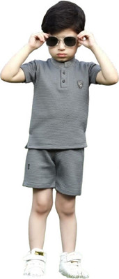Meena and company Boys Casual T-shirt Shorts(Grey)