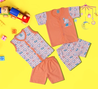 Alm Dresses Baby Boys & Baby Girls Party(Festive) T-shirt Pant(Orange)