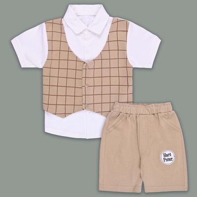 Silver Kraft Baby Boys Casual Shirt Shorts(Brown)