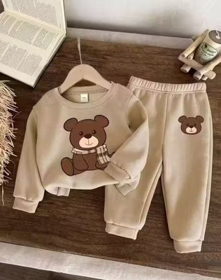 Naazglory Boys & Girls Party(Festive) Sweatshirt Track Pants(Beige)