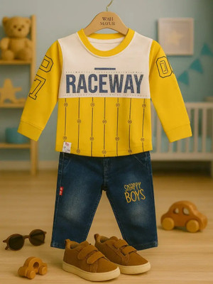 wah mayur Baby Boys Casual T-shirt Jeans(Yellow)