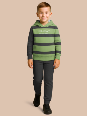 Hellcat Boys Casual T-shirt Track Pants(Green, Grey)