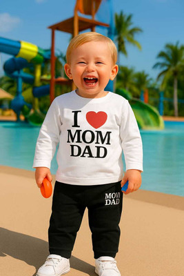 AKHISTAR Baby Boys Casual T-shirt Pyjama(White Black)