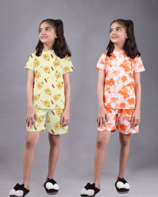 NVELIS Girls Casual T-shirt Shorts(Multicolor 38)