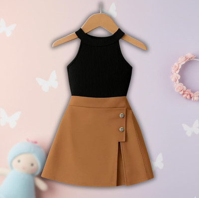 menvy Baby Girls Casual Top Skirt(Black)