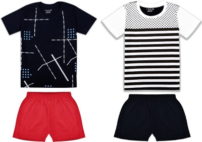 Sprinkle Twinkle Boys Casual T-shirt Shorts(White Navy)