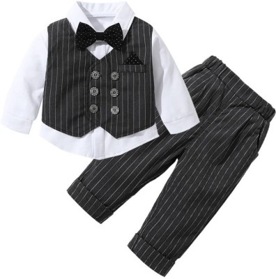 CATTY Baby Boys & Baby Girls Hello Kitty Party(Festive) Waistcoat Pant, Bow Tie, Waistcoat(BLACK)