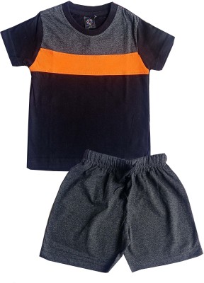 SHLOKSCOUTURE Baby Boys Casual T-shirt Shorts(Black)