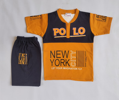 CuteHug Baby Boys & Baby Girls Casual T-shirt Shorts(Gold)