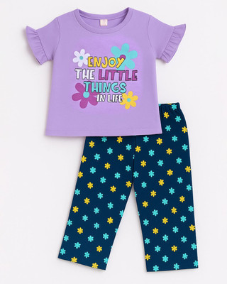 KidsCute Baby Girls Casual Top Capri(Purple)