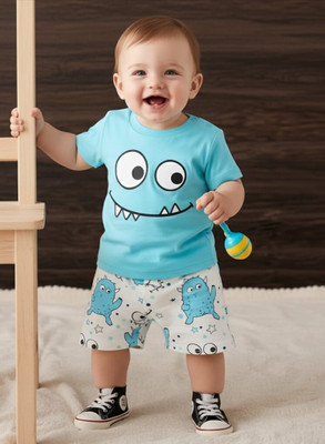 NSGARMENTS Baby Boys & Baby Girls Casual T-shirt Shorts(blue)