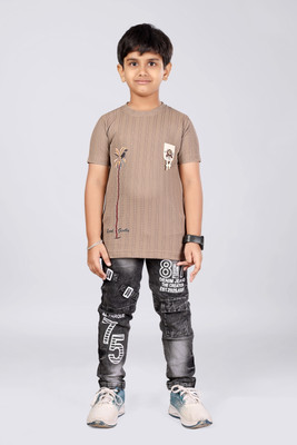 LittleClo Boys Casual T-shirt Jeans(Choko)