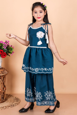 DHAGA GARMENTS Girls Party(Festive) Top Pant(DARK BLUE)