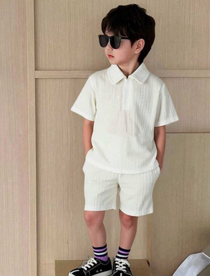 HouseOfCommon Baby Boys Party(Festive) T-shirt Shorts(White)