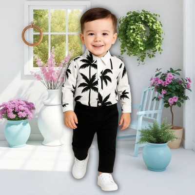 MENVVY FAB Baby Boys Party(Festive) Shirt Pant(WHITE FLOWSOME PATTERN)