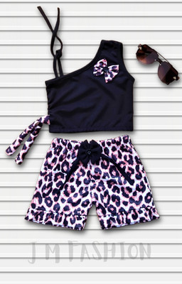 BAHUFASHION Baby Girls Casual Top Shorts(BLACK)