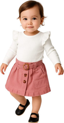 MiniMighty Baby Girls Casual Top Skirt(PINK)
