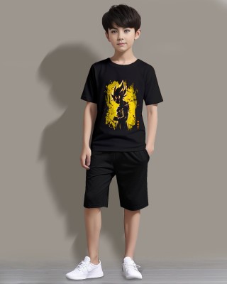 Litway Boys Casual T-shirt Shorts(Black, Black)