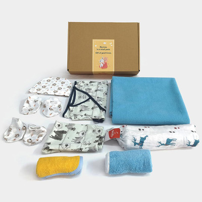 Kridlo Baby Boys & Baby Girls Casual Vest Pant, Swaddle, Cap, Bootie, Mitten(Eco-Friendly Baby Hamper Pack of 11 Premium Baby Products Gift Set 1)