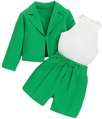 Bold N Elegant Girls Party(Festive) Blazer Shorts(Green)