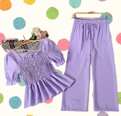 Brave One Girls Casual Pyjama Top, Pant(Purple)
