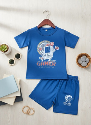 Golfkidswear Baby Boys Casual T-shirt Shorts(Blue)