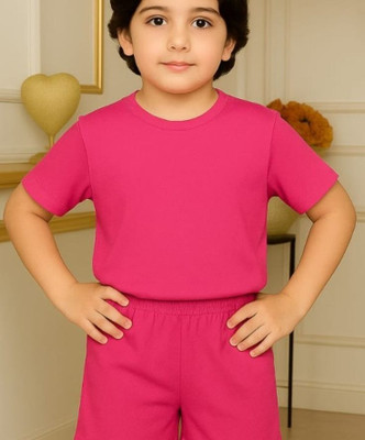 Kenvi Textile Boys Casual Shirt Shorts(Pink)