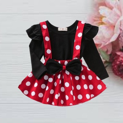 Fabmytra Baby Girls Party(Festive) Top Skirt, T-shirt, Bow Tie(Red)