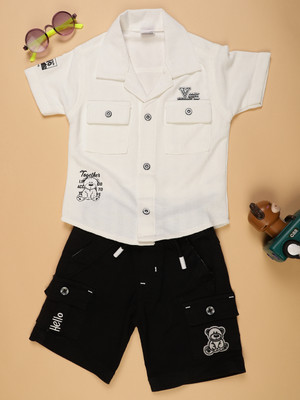 V-MART Boys Casual Shirt Shorts(White)