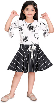 ZARTAJ Girls Party(Festive) Skirt Top(Black)