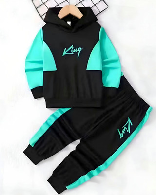 Afreen Creations Boys & Girls Casual Sweatshirt Track Pants(Green & Black)