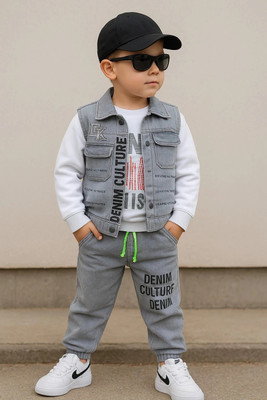Shirazi Kids Boys Casual Jacket Jeans(GREY)