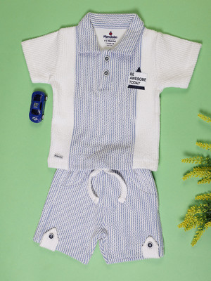 V-MART Baby Boys Casual T-shirt Shorts(Blue)