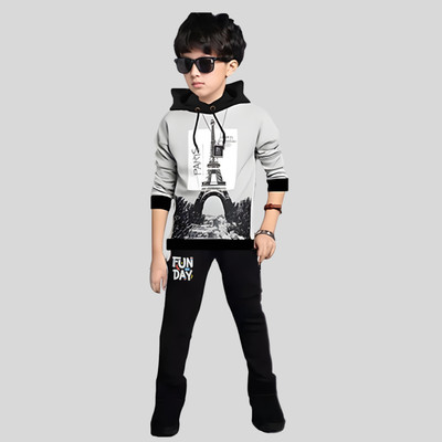 Ticoss Boys Casual T-shirt Track Pants(GREY)