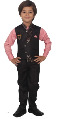 Arshia Fashions Boys Party(Festive) Waistcoat Pant, Shirt(Pink)