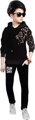 ATLANS CLOTHES Boys Casual T-shirt Track Pants(Black-4)