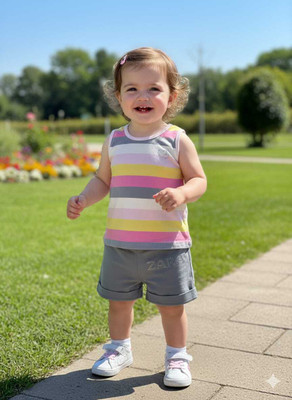 Silakaari Baby Boys & Baby Girls Casual Top Shorts(Multicolor, Grey)